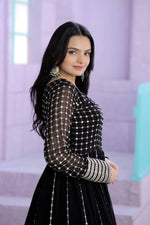 Load image into Gallery viewer, Nirma Faux Blooming With Silver Zari Weaving Work Gown | Shoppers Trend
