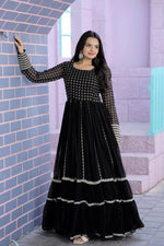 Load image into Gallery viewer, Nirma Faux Blooming With Silver Zari Weaving Work Gown | Shoppers Trend
