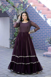 Nirma Faux Blooming With Silver Zari Weaving Work Gown | Shoppers Trend