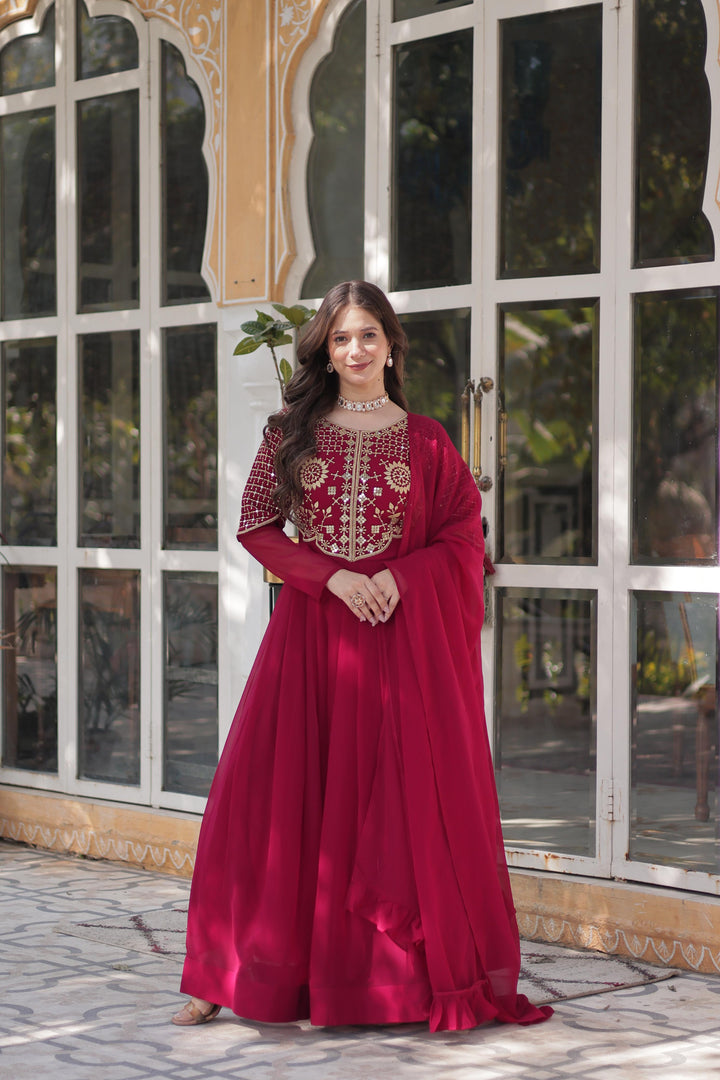 Meena Faux Blooming Georgette Anarkali | Shoppers Trend