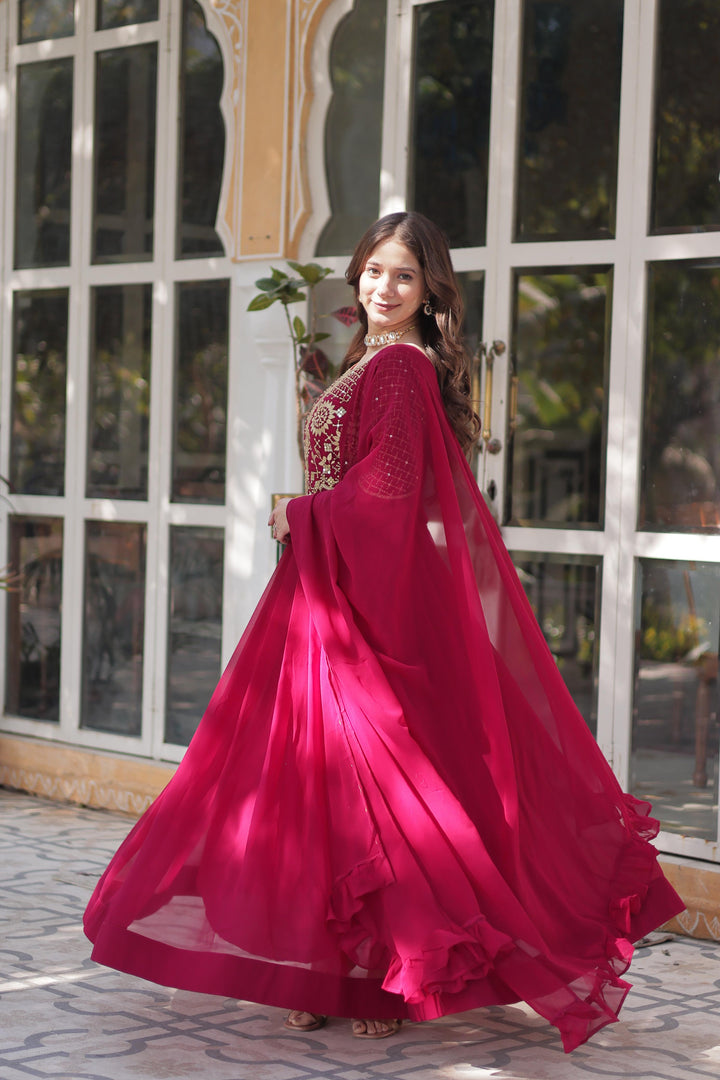 Meena Faux Blooming Georgette Anarkali | Shoppers Trend