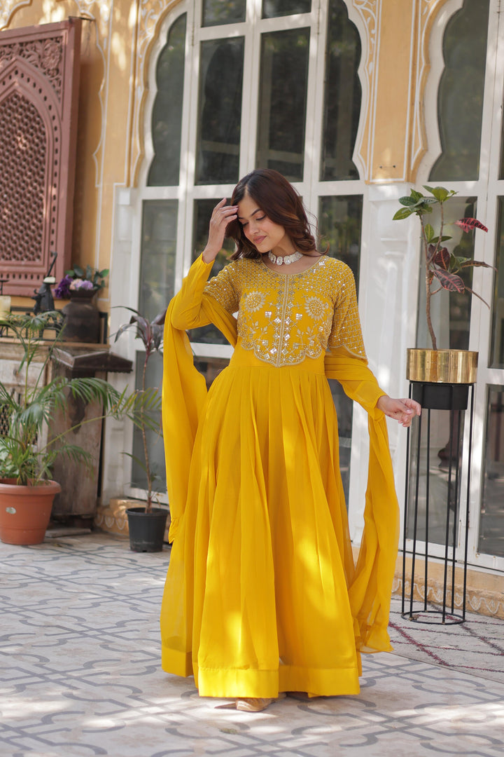 Meena Faux Blooming Georgette Anarkali | Shoppers Trend