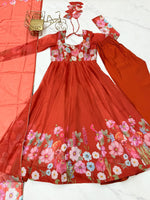 Load image into Gallery viewer, Binti Heavy Pure Organza Silk Red Anarkali | Shoppers Trend
