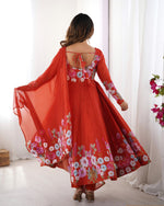 Load image into Gallery viewer, Binti Heavy Pure Organza Silk Red Anarkali | Shoppers Trend
