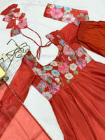 Load image into Gallery viewer, Binti Heavy Pure Organza Silk Red Anarkali | Shoppers Trend

