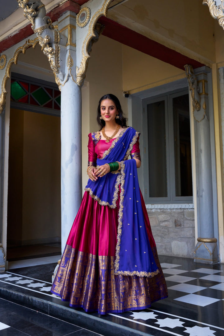 Khushbu Narayan Pattu Dhavani Set / Langa Davani / Half Sarees | Shoppers Trend