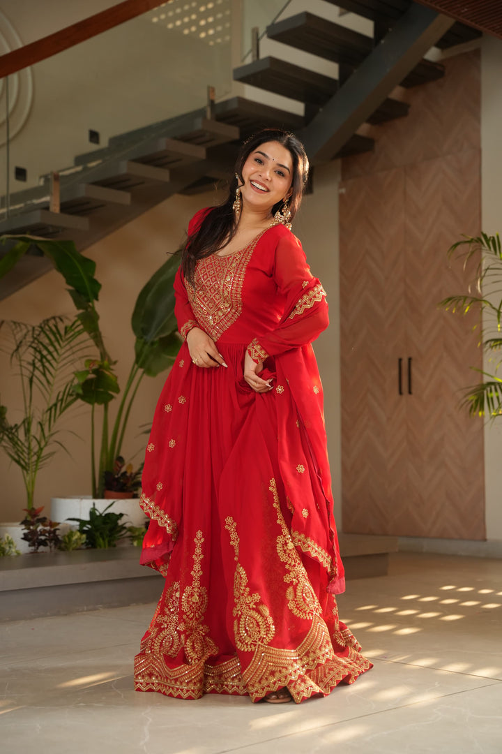 Rekha Faux Blooming Anarkali | Shoppers Trend