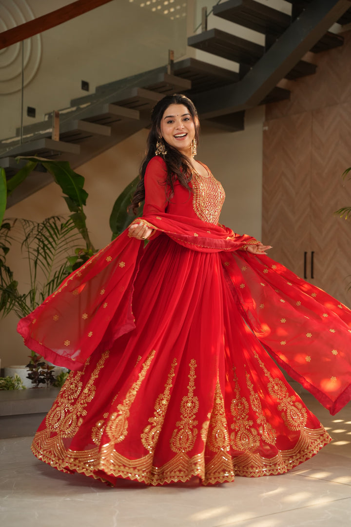Rekha Faux Blooming Anarkali | Shoppers Trend