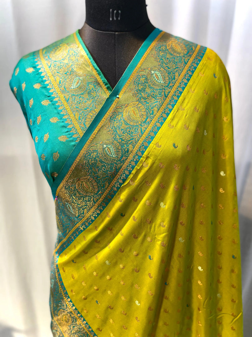 Perrot Pure Soft Paithani Silk Sarees With Price and Online Shopping Price Under 2000 . This Saree Most Famous For Party , Celebration and Durga Puja Special For this Saree . This Saree Traditional Look For 2024-25 . This Fabric Saree Heavy Embroidery Saree and Zari Weaving Work and Dark Sky Color With Light Blue  Blouse , Traditional Look For 2024-25 , 2025-26 . 