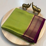 Load image into Gallery viewer, Combination Of Perrot Green And Coffee Color, Pure Mysore Silk Saree From Best Saree Manufacturer of Surat , India. Mysore Silk Saree Is Tradition Of All Over India But Mostly In South India State Like Andhra Pradesh , Tamilnadu ,Telangana , kerala , Golden Silk , Saree Under 999 RS , Best Design For Silk Lovers. 
