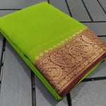 Load image into Gallery viewer, Trendy Perrot Green Viscose Silk Saree Price and Sarees For Weddings , Gold Zari Weaving Silk Saree . Traditional Look Most Of Party Wear Under 999 . 
