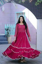 Load image into Gallery viewer, Nirma Faux Blooming With Silver Zari Weaving Work Gown | Shoppers Trend
