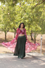 Load image into Gallery viewer, Pankhudi Diwali Special Faux Georgette Pink Dress | Shoppers Trend
