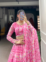 Load image into Gallery viewer, Komal Georgette Pink Dhavani Set | Langa Davani Set | Shoppers Trend
