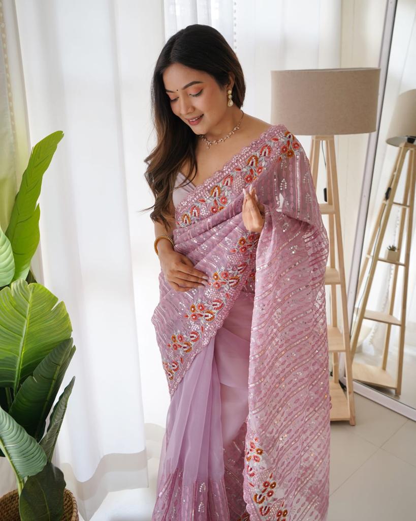 Bina Heavy Organza Silk Saree | Shoppers Trend