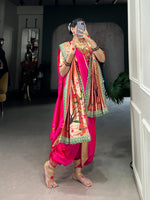 Load image into Gallery viewer, Rani pink lehenga choli , Rani color silk saree , Rani pink gown for party , Rani pink festive wear , Rani color Anarkali suit , Rani pink traditional dress . 
