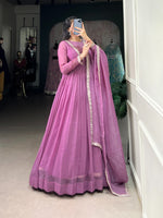 Load image into Gallery viewer, Pink Star Silver Glory (Crunchy)  Anarkali With Price and Online Best Choise Shopping Price Under 2000. This Fabric Upgrade your wardrobe with this beautiful Top Side Heavy Embroidery Work Anarkali suit. Made from premium Silver Glory (Crunchy) fabric, 56-inch length, and comes with a dupatta. Easy machine wash. Traditional Look For 2025-26 . 
