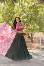 Load image into Gallery viewer, Pankhudi Diwali Special Faux Georgette Pink Dress | Shoppers Trend
