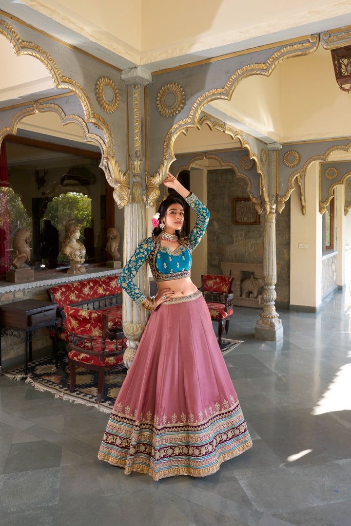Hot Pink Wedding Lehenga Set , 
Traditional Pink Silk Lehenga with Dupatta , Blush Pink Embroidered Lehenga , Rani Pink Wedding Lehenga Choli , Pastel Pink Silk Bridal Outfit , Hot Pink Traditional Lehenga Set , Rose Pink Festive Wear Lehenga .