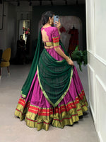 Load image into Gallery viewer, Elegant Poly Cotton Half-Saree set featuring a stitched lehenga with zari weaving work , shop now Shoppers Trend
