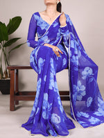 Load image into Gallery viewer, Pure Blue Chiffron Sarees With Price and Online Shopping Price Under 1499. this Fabric Blue Chiffon  Fabric Best For Wedding Choise , Original Semi Tussar Silk Saree Price  , Blue Chiffon Saree Images This Traditional Look a For Saree 2024-25 , 2025-26 . 
