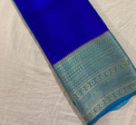 Load image into Gallery viewer, Pure Blue Semi Mysore Silk Sarees Price Wit h online Shopping Traditional Look And Weddings For You This Fabric Semi-Mysore Silk Saree Price Under 1000 .
