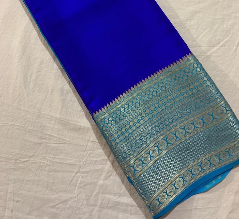 Pure Blue Semi Mysore Silk Sarees Price Wit h online Shopping Traditional Look And Weddings For You This Fabric Semi-Mysore Silk Saree Price Under 1000 .