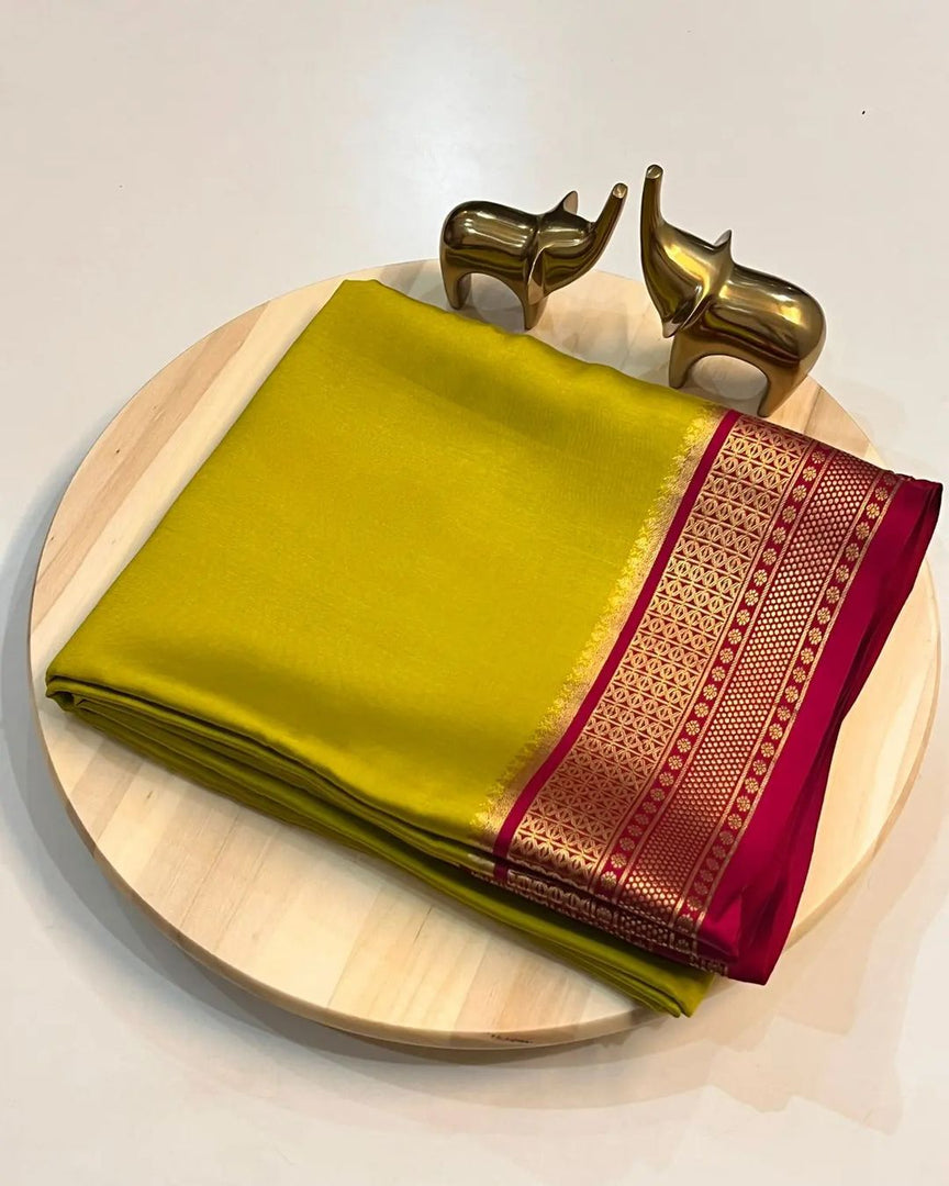 Pure Mysore Silk Saree From Best Saree Manufacturer of Surat , India. Mysore Silk Saree Is Tradition Of All Over India But Mostly In South India State Like Andhra Pradesh , Tamilnadu ,Telangana ,kerala , Golden Silk , Saree Under 999 RS , Best Design For Silk Lovers , 