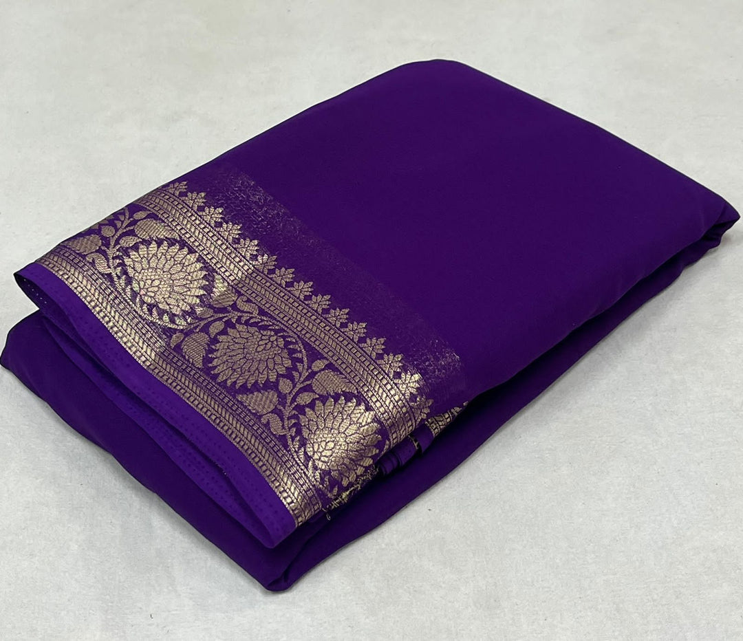 Pure Purple visocse silk sarees price and online shopping price under 1000 .Perfect for women who desire a saree that combines the richness of silk with the ease of lightweight fabric, suitable for both casual and formal occasions.