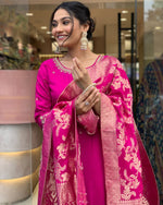 Load image into Gallery viewer, Priya Banana Chanderi Silk Rani Kurti | Shoppers Trend
