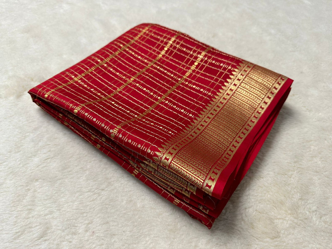 Mysore Silk Saree with Zari detailing. 6.3m length. Includes blouse. Machine washable and fully zari work , border heavy zari work saree | Shoppers Trend  