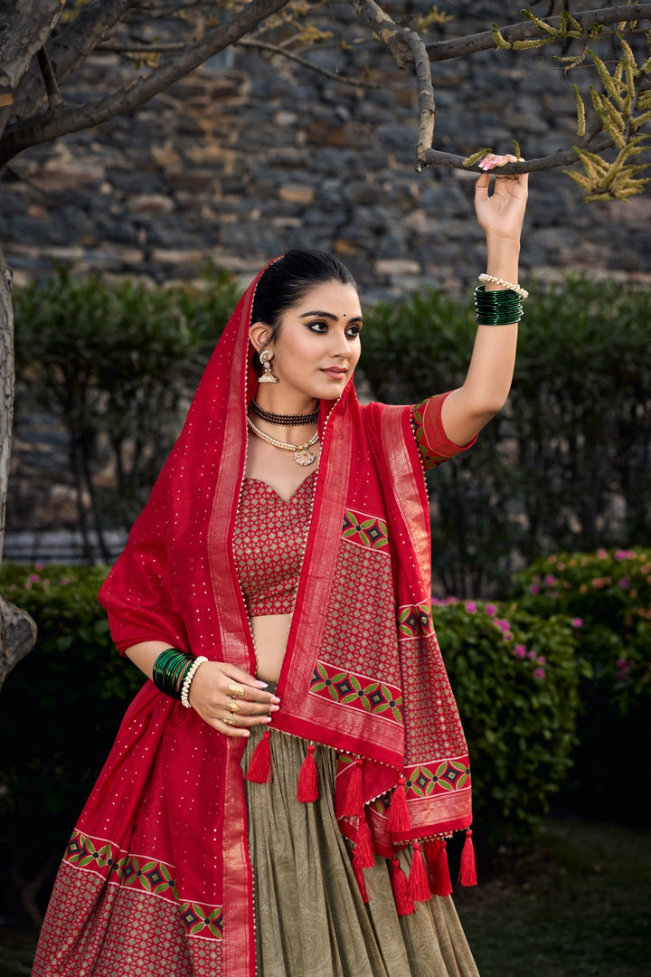 Fenisha Tussar Silk Dhavani Set | Half-Saree | Shoppers Trend