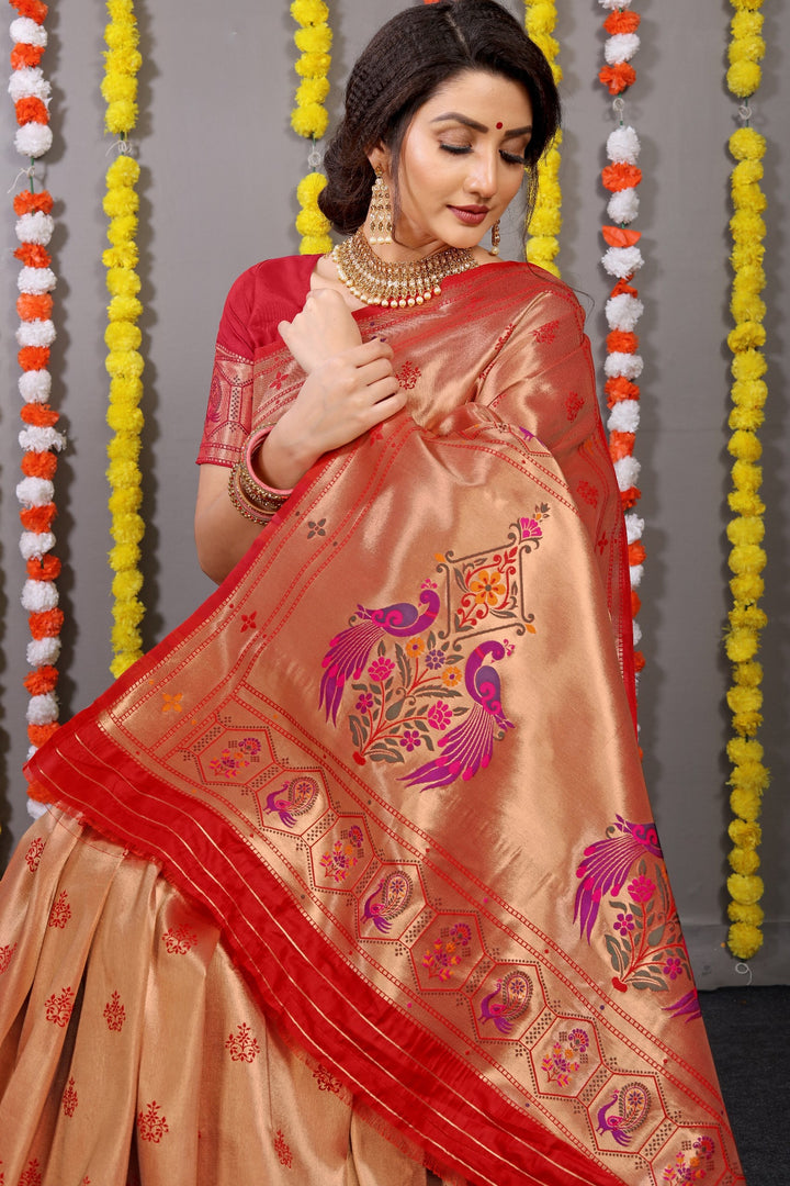 Mahi Soft Silk Red Saree | Shoppers Trend