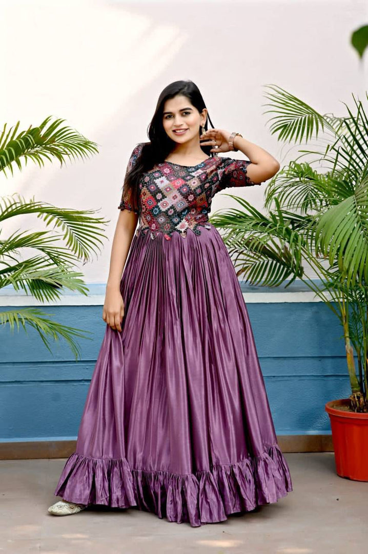 Urvashi Chinnon Sequins & Position Print Work Gown | Shoppers Trend