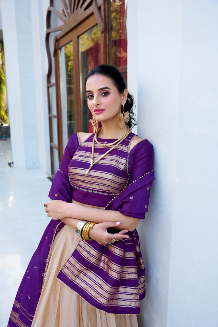 Dhruvi Pure Chanderi Dhavani / Langa Davani / Half Sarees | Shoppers Trend