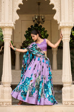 Load image into Gallery viewer, Purple Color Tussar Silk Dhavani Set | Langa Voni | Langa Davani Set | Half-Sarees Price and Online Shopping Price Under 2000 . 
