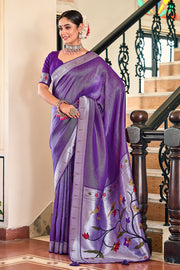Purple Viscose Saree With Silver Zari Amazing Combination. Viscose Saree Look So Pretty In Wedding Season . A purple Viscose saree is a striking and luxurious Fabric.