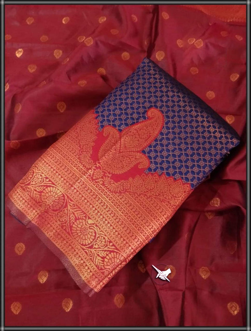 Purple Color Semi Silk Saree With Zari Weaving Work Saree Price and Online Shopping Price Under 999 , Royal purple color saree for occasions , Traditional silk purple saree with blouse , Purple saree with contrast blouse piece , Elegant zari woven purple silk saree , Deep purple saree for weddings , Soft silk purple saree for ethnic style , Designer purple saree with zari border , Stylish purple saree for parties .