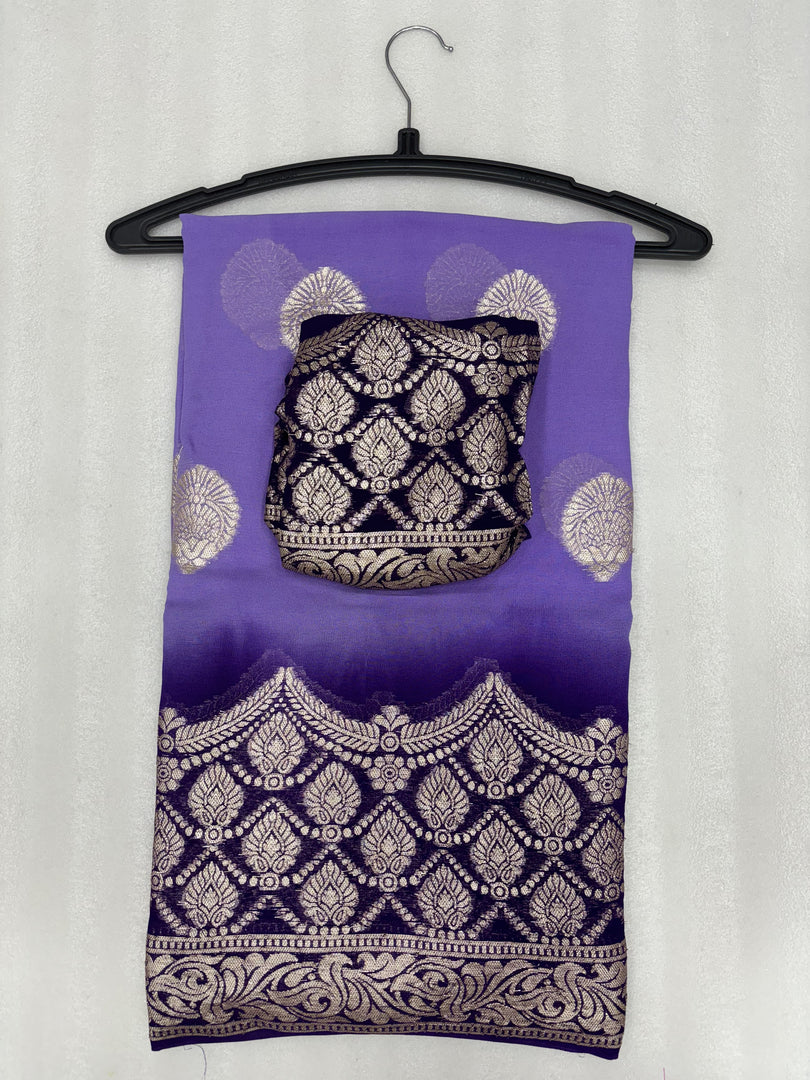Purple Viscose Saree With Silver Zari Amazing Combination. Viscose Saree Look So Pretty In Wedding Season . A purple Viscose saree is a striking and luxurious Fabric.