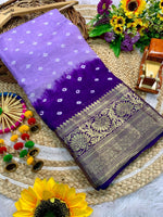 Load image into Gallery viewer, Purple Cotton Silk Sarees with Price and Online Shopping Price Under 1500 . This Fabric Smooth and Cotton Silk Saree Very Expensive and Gold Zari Weaving Work .
