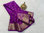 Load image into Gallery viewer, Purple Mysore Silk sarees price and Online shopping price Under 1500. this fabric smooth and very softness and this fabric Purple Mysore Silk Saree with Zari Weaving Work this price under 1500 .  
