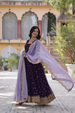 Load image into Gallery viewer, Faux Blooming Embroidered Gown , Designer Gown with Dupatta
Zari Sequins Work Ethnic Gown
Party Wear Long Gown for Women
Elegant Anarkali Gown . 

