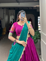 Load image into Gallery viewer, Rani Cotton Silk  Dhavani Set | Langa Voni | Half-Saree semi stitched (unstitched) dhavanis et price 2099! - Shop Now Shoppers Trend!!!
