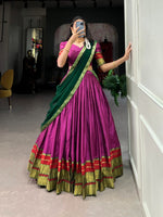 Load image into Gallery viewer, Rani Poly Cotton Dhavani Set , Langa Voni and  Davani Set With Price and Online Shopping Price Under 1500 . this Fabric Poly Cotton Dhavani Set Zari Weaving Work and This Fabric Lehnga Stitching Stitch With Canvas Joint . This Fabric Soft and Smooth Cotton and Rich Border Price Under 1500 . 

