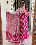 Load image into Gallery viewer, Rani Pure Cotton Kurti With Price and Best Online Shopping Price Under 1500 . this Fabric Soft and Premium Fabric . This Pure Cotton Rani Color Best Popular and Best model Using This Fabric and Regular Use This Rani Pure Cotton Kurti For Wedding Price Under 1500 . Traditional Kurti look 2024-25 . 
