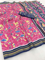 Load image into Gallery viewer, Rani Soft Crackles Viscose Silk Sarees With Price and Online Shopping Price under 1500 . Rajavadi Pattern for this Peacock and This Soft Crackle Viscose Silk Saree .
