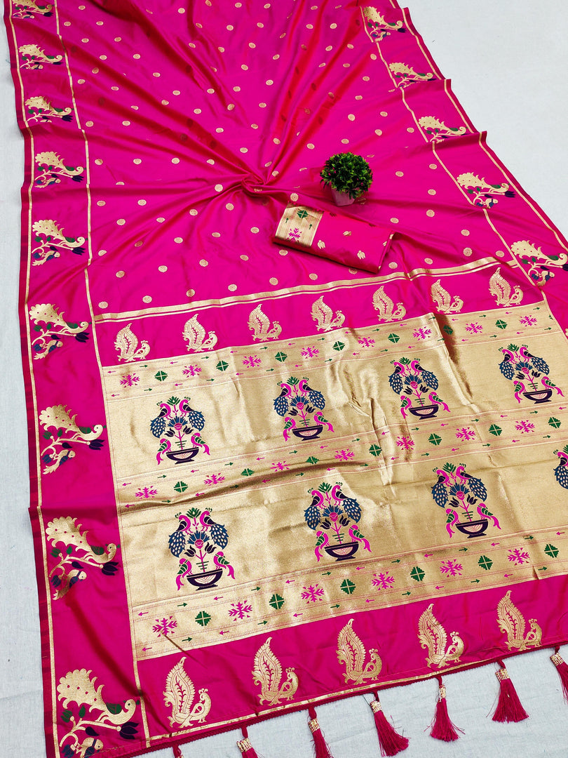 Marina Soft Paithani Silk Saree | Shoppers Trend