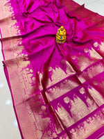 Load image into Gallery viewer, Exclusive Rani Silk Sarees With Price and Online Shopping price under 1500 . this Fabric Most Soft Silk and Smooth softness Fabric . This Fabric Soft Silk Saree With Weddings Saree and Silver Zari Weaving Work Most Unique Designs.
