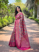 Load image into Gallery viewer, Rani Or Baby Pink Color Softy Silk Saree | Digital Printing | Weddings Wear Best Rani Pink Saree | Shoppers Trend - Price Under 1199 .  
