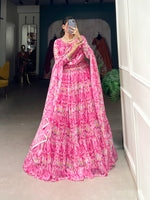 Load image into Gallery viewer, Komal Georgette Pink Dhavani Set | Langa Davani Set | Shoppers Trend
